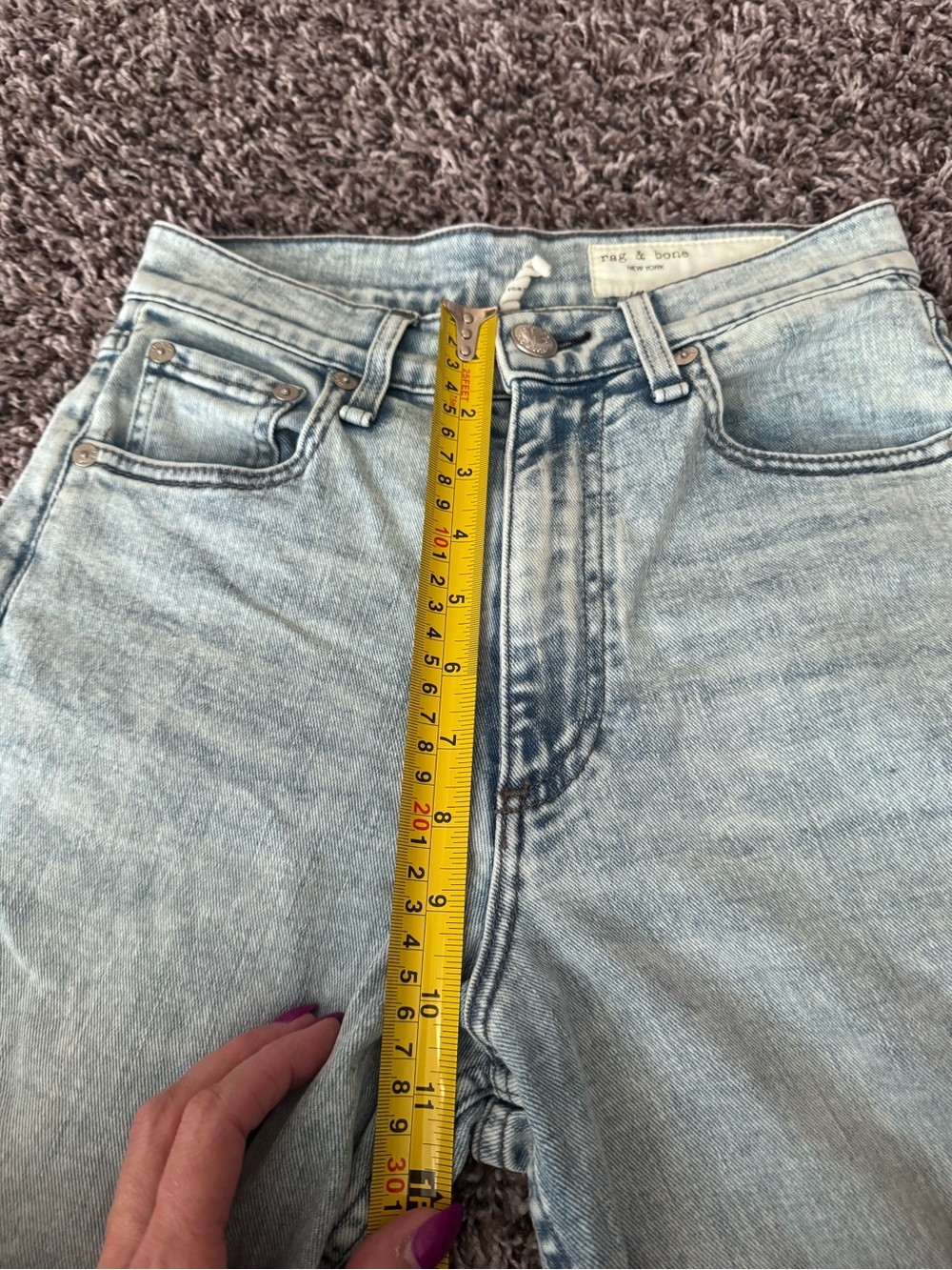 Rag & Bone Andi High-Rise Ankle Wide Leg Cecilia Light Blue Jeans 24 - Picture 10 of 14